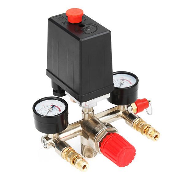 Heavy-Duty-Valve-Gauges-Regulator-Air-Compressor-Pump-Pressure-Control-font-b-Switch-b-font