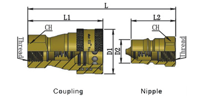 Series KZD Brass Type Hydraulic Quick Couplings