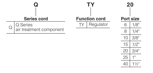 QTY Series Air Regulator Order Code