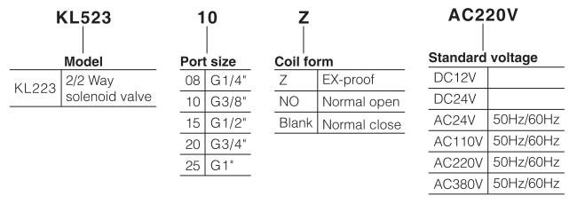 KL52325-High-Temperature-High-Pressure-Electromagnetic-Valve-Ordering-code