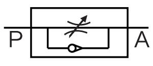 RE Pneumatic flow control valve symbol