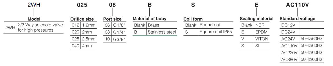 2WH-012-Series-High-Pressure-Solenoid-valve-ordering-code