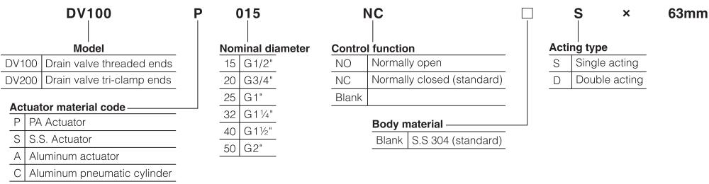 DV100-200-Series-Pneumatically-operated-angle-seat-valve-Ordering-code