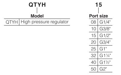 QTHY Series High Pressure Air Regulator Order Code